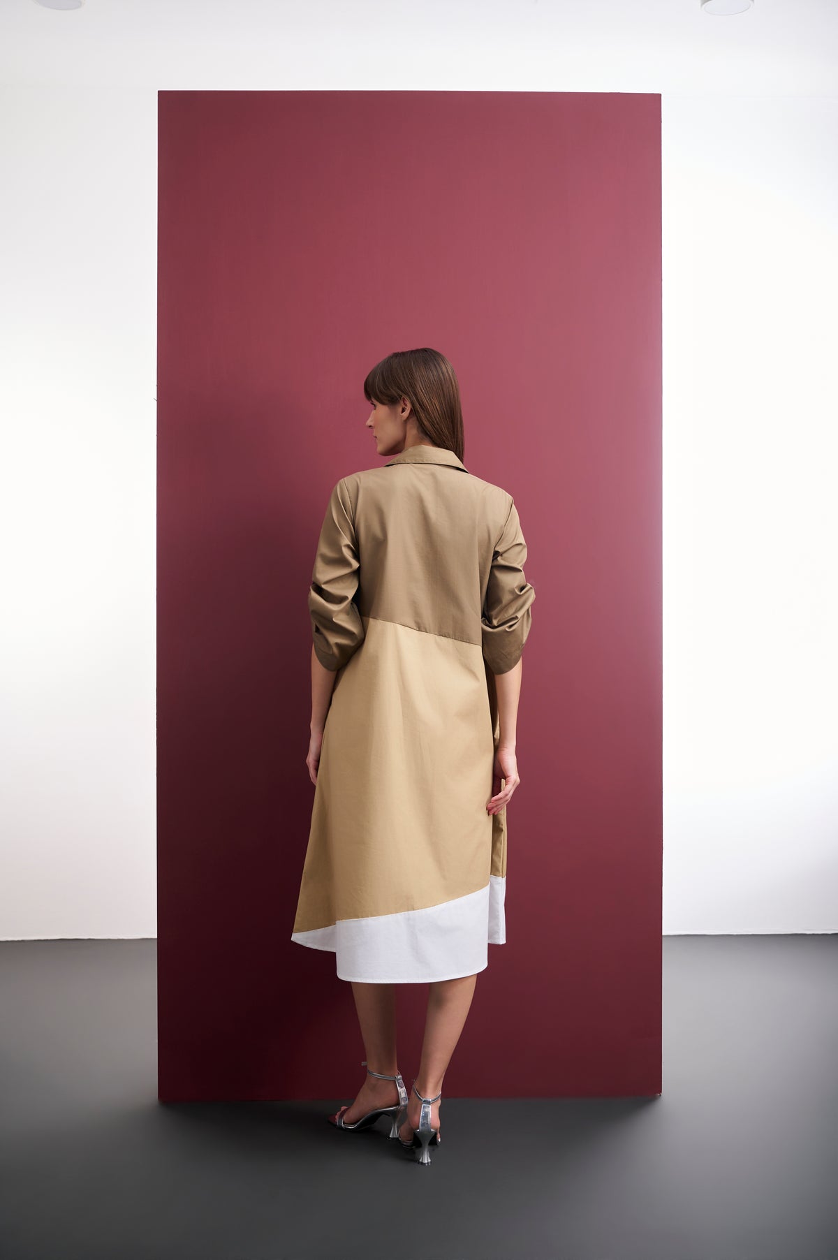 COLORBLOCK COTTON A-LINE MIDI DRESS