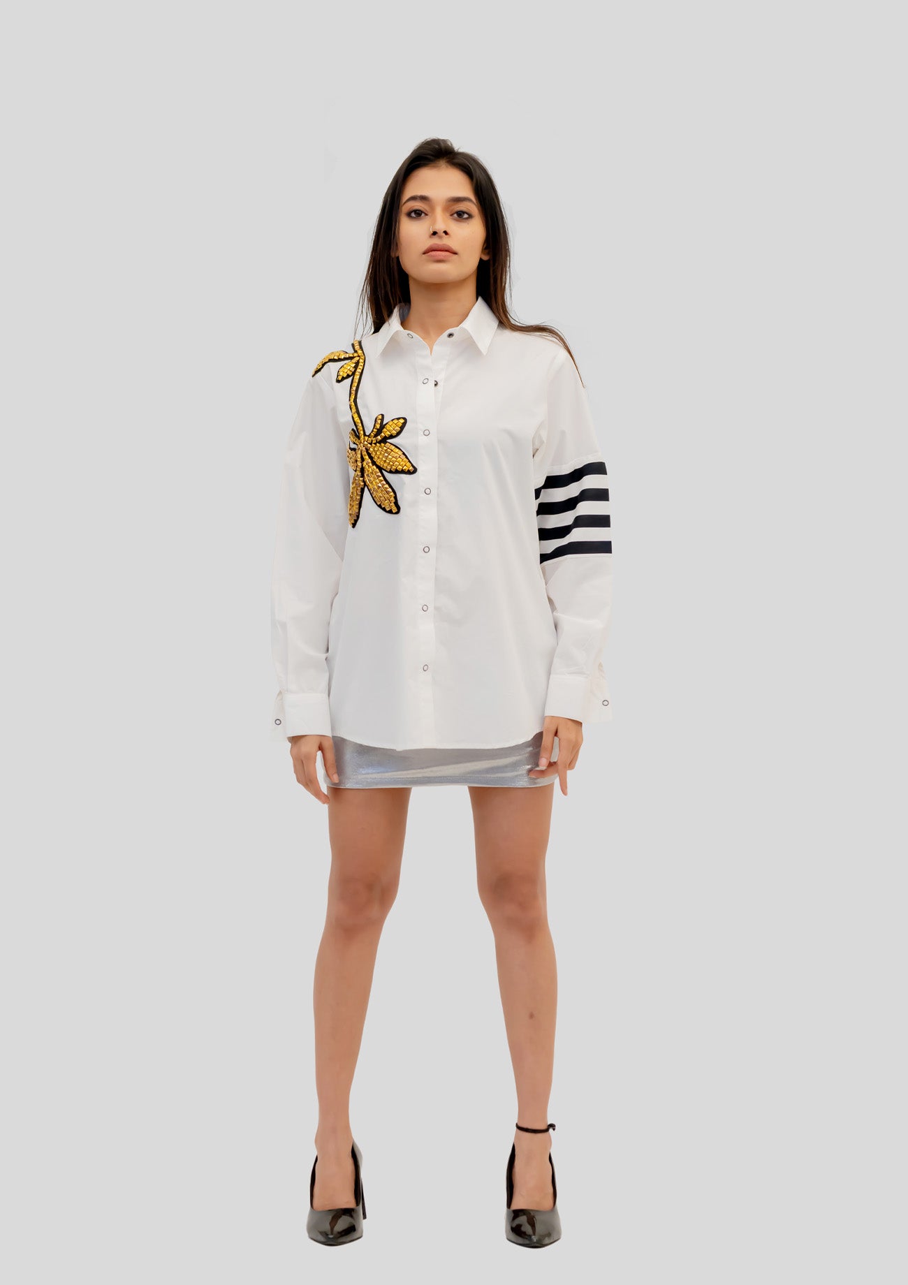 White Cotton Shirt with Embroidery