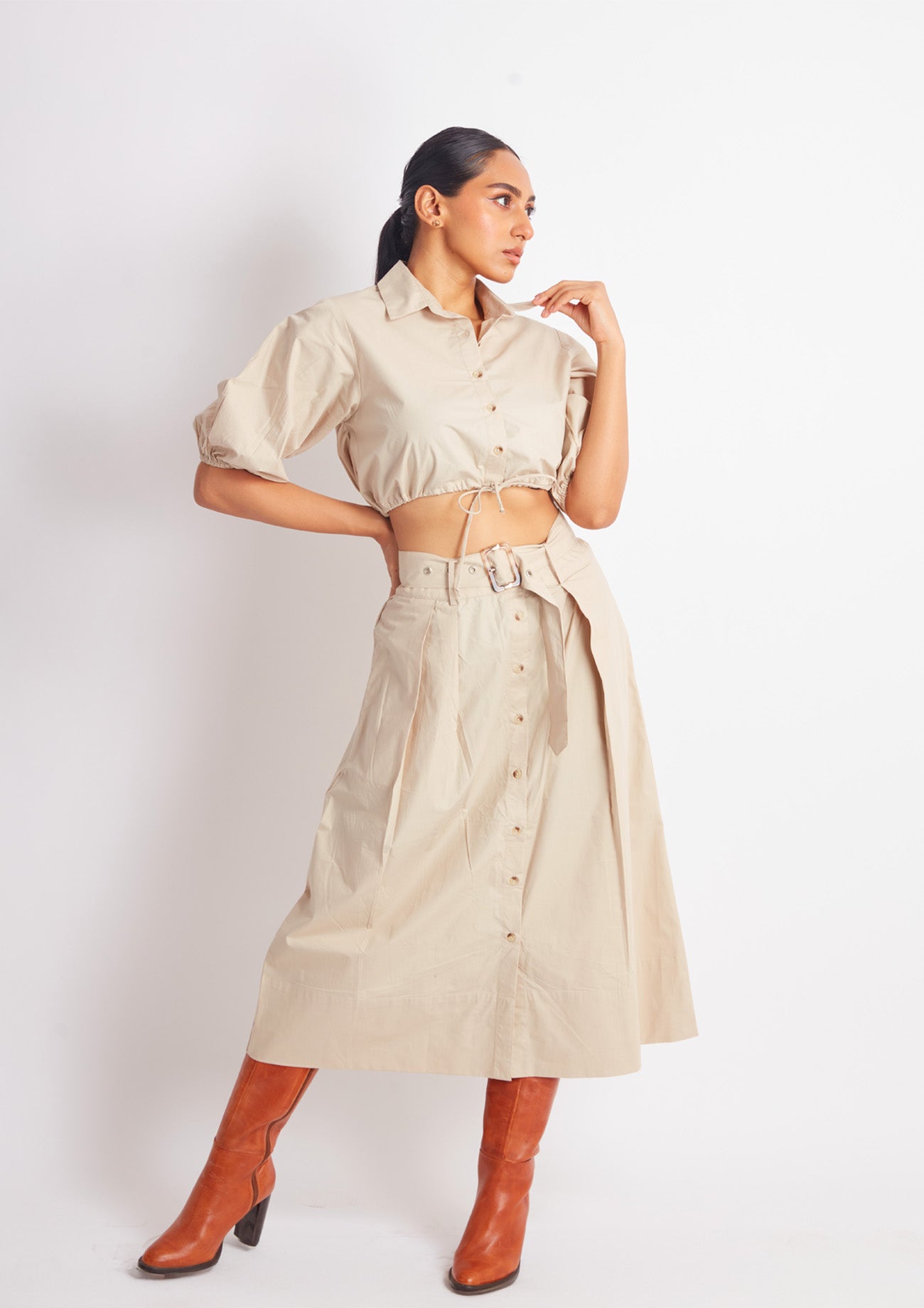 Beige Cotton Co-ord Set