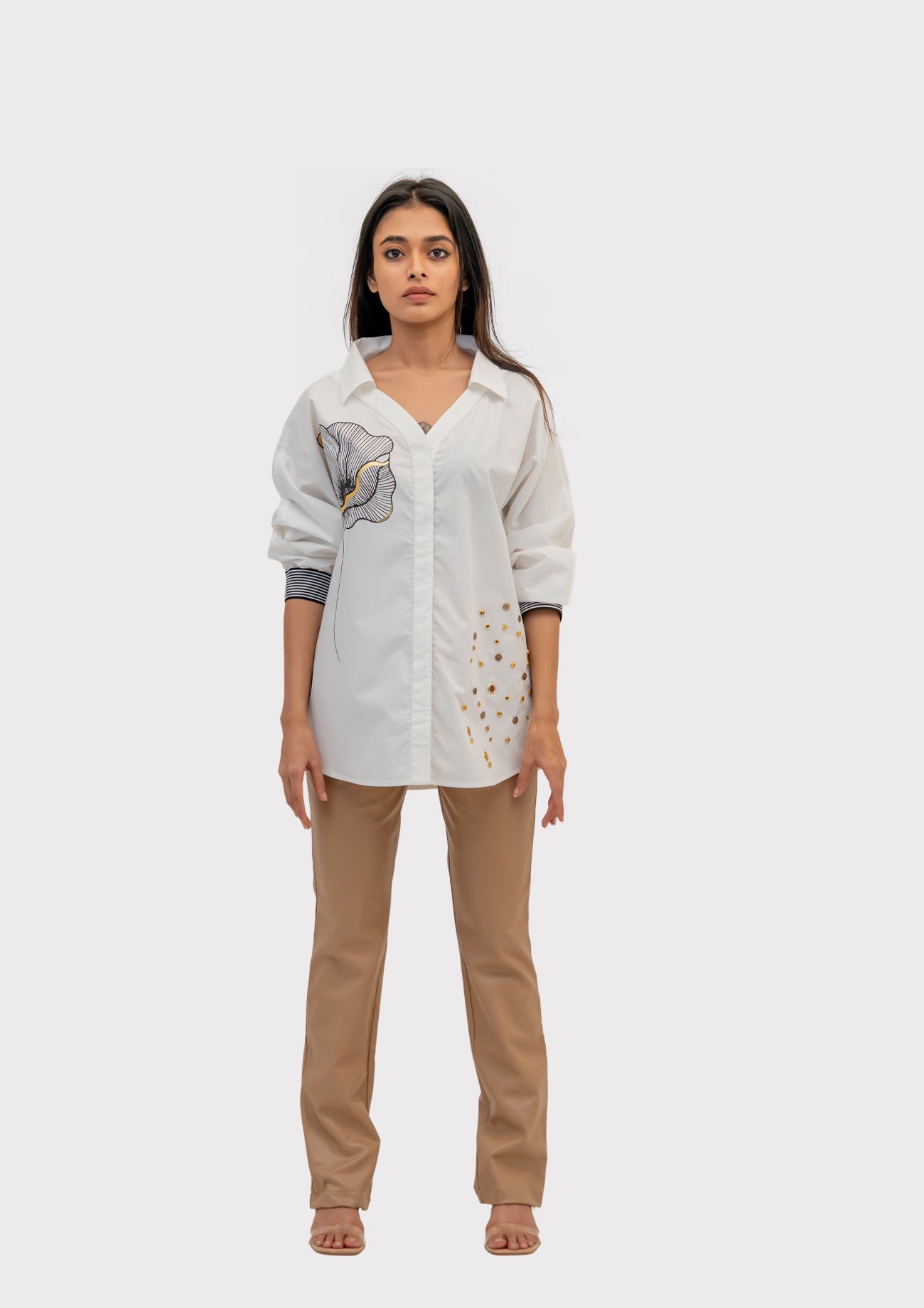 White Cotton Shirt with Print