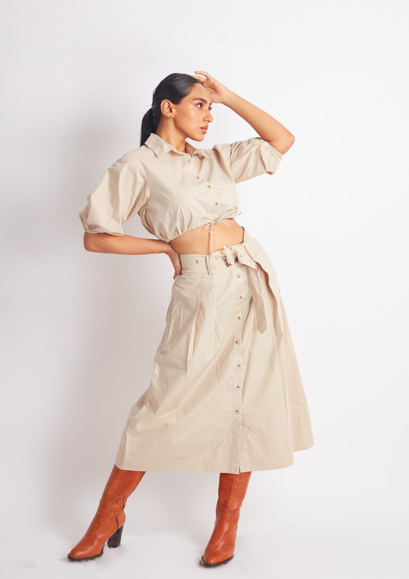 Beige Cotton Co-ord Set