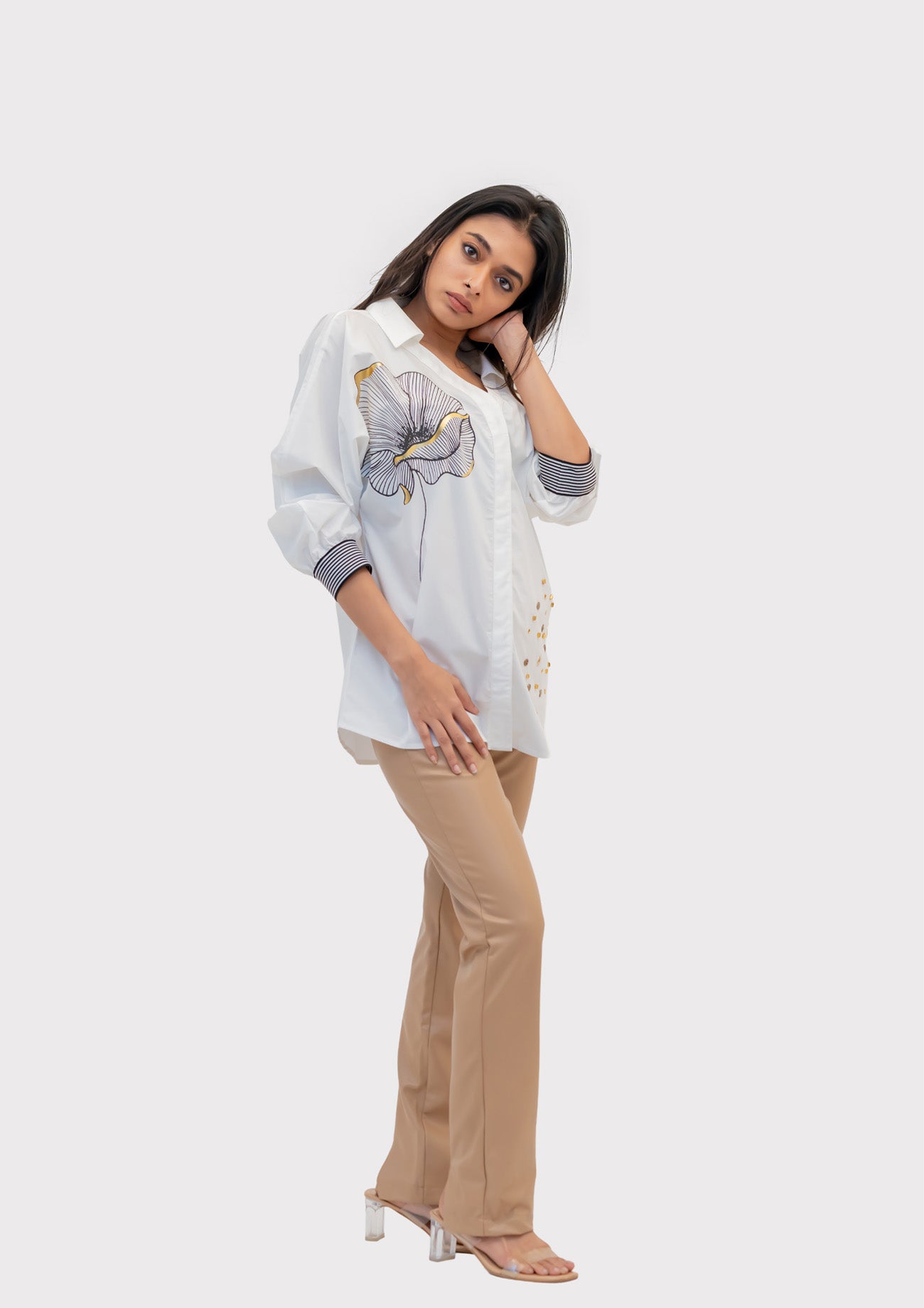 White Cotton Shirt with Print