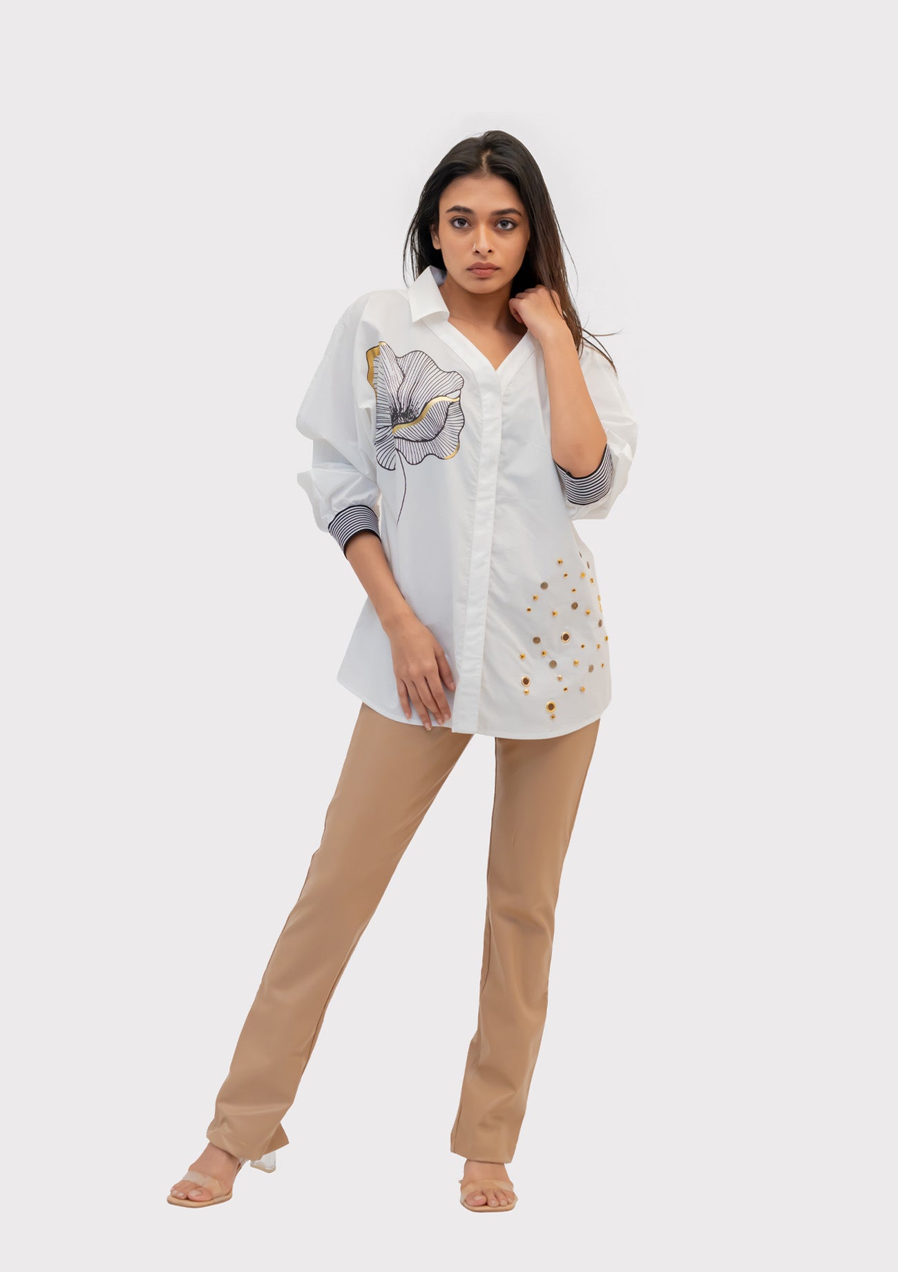 White Cotton Shirt with Print