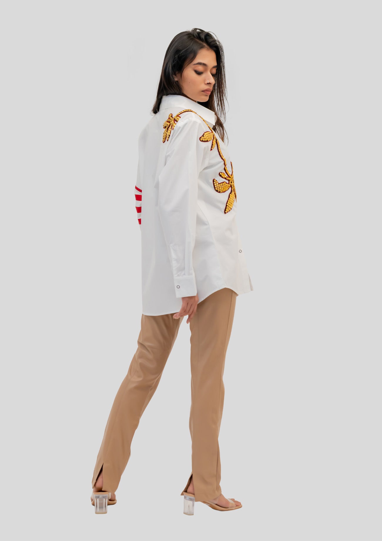 White Cotton Shirt with Embroidery