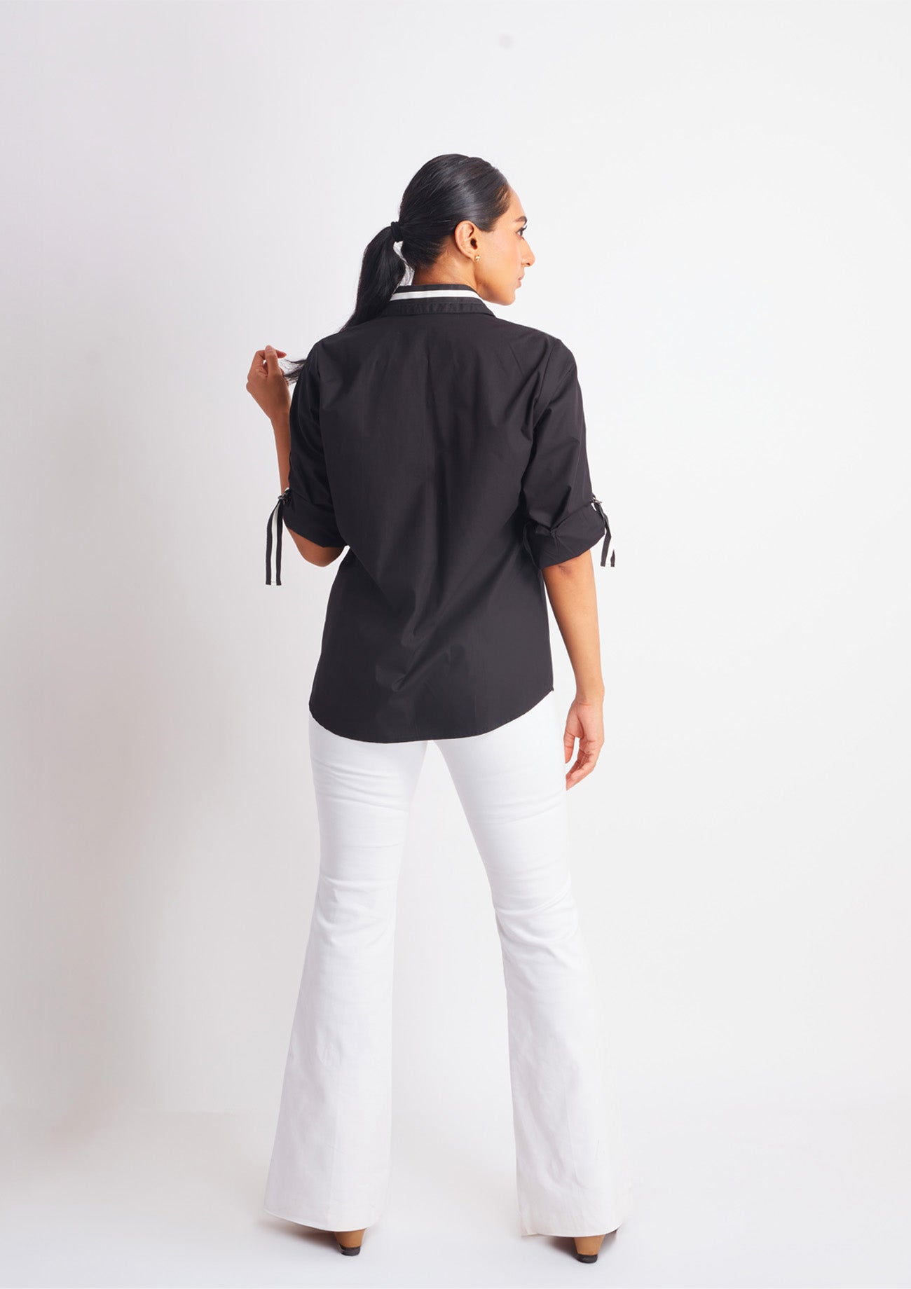 Black Shirt with Embroidered Pocket