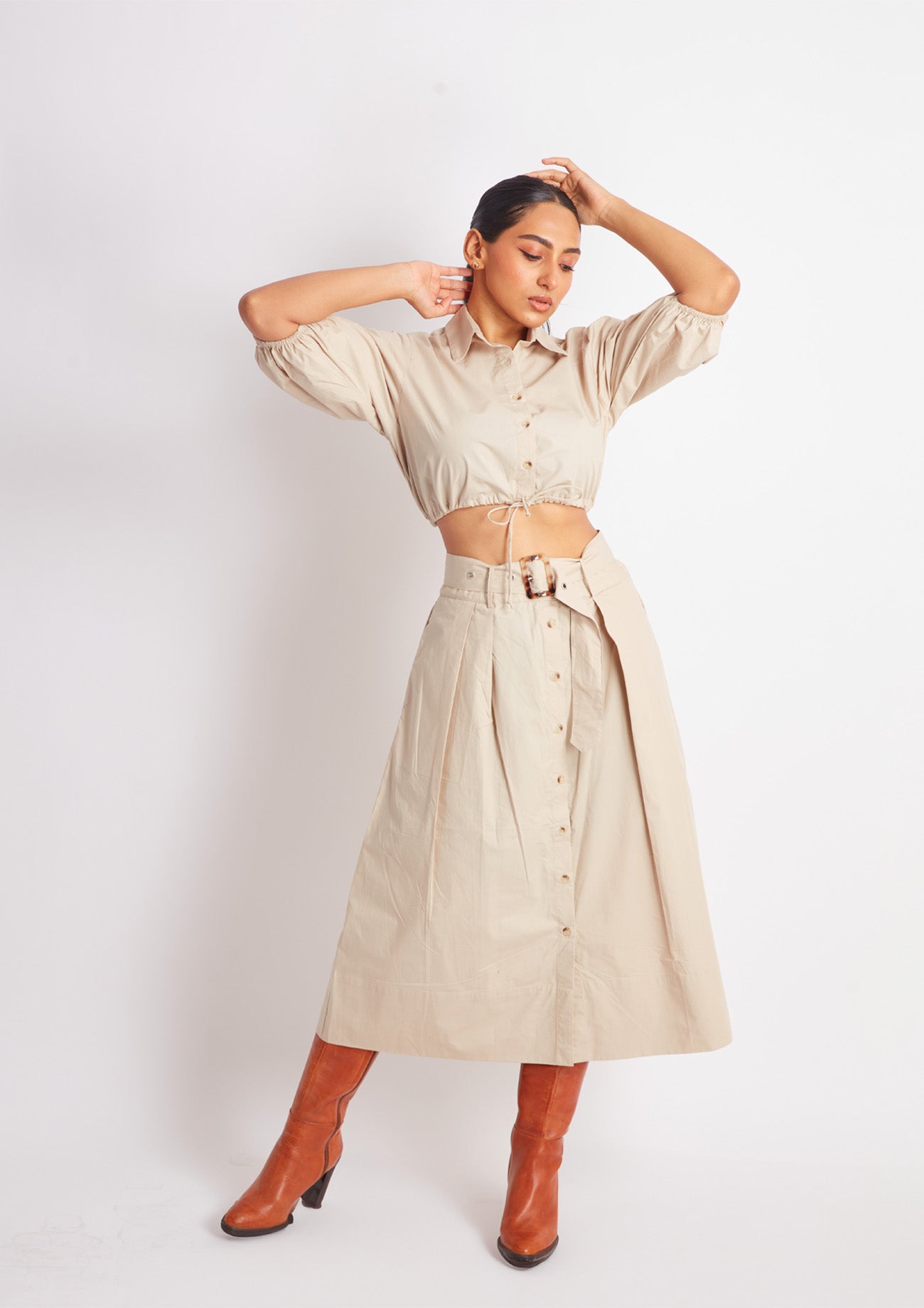 Beige Cotton Co-ord Set