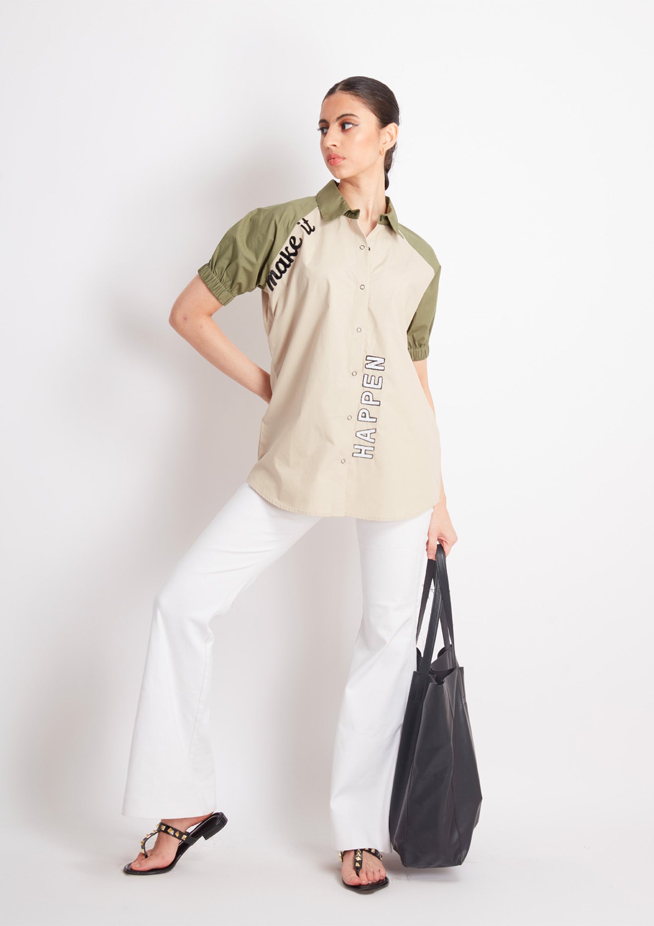 Beige Comfort Fit Cotton Shirt