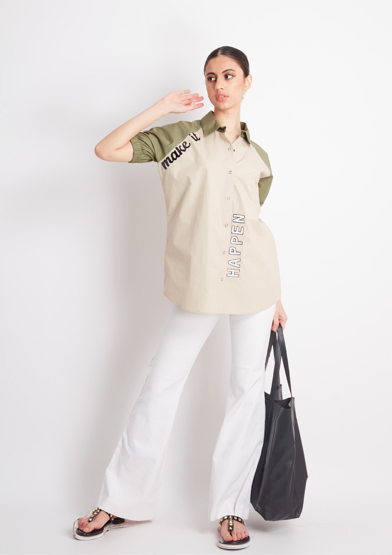 Beige Comfort Fit Cotton Shirt