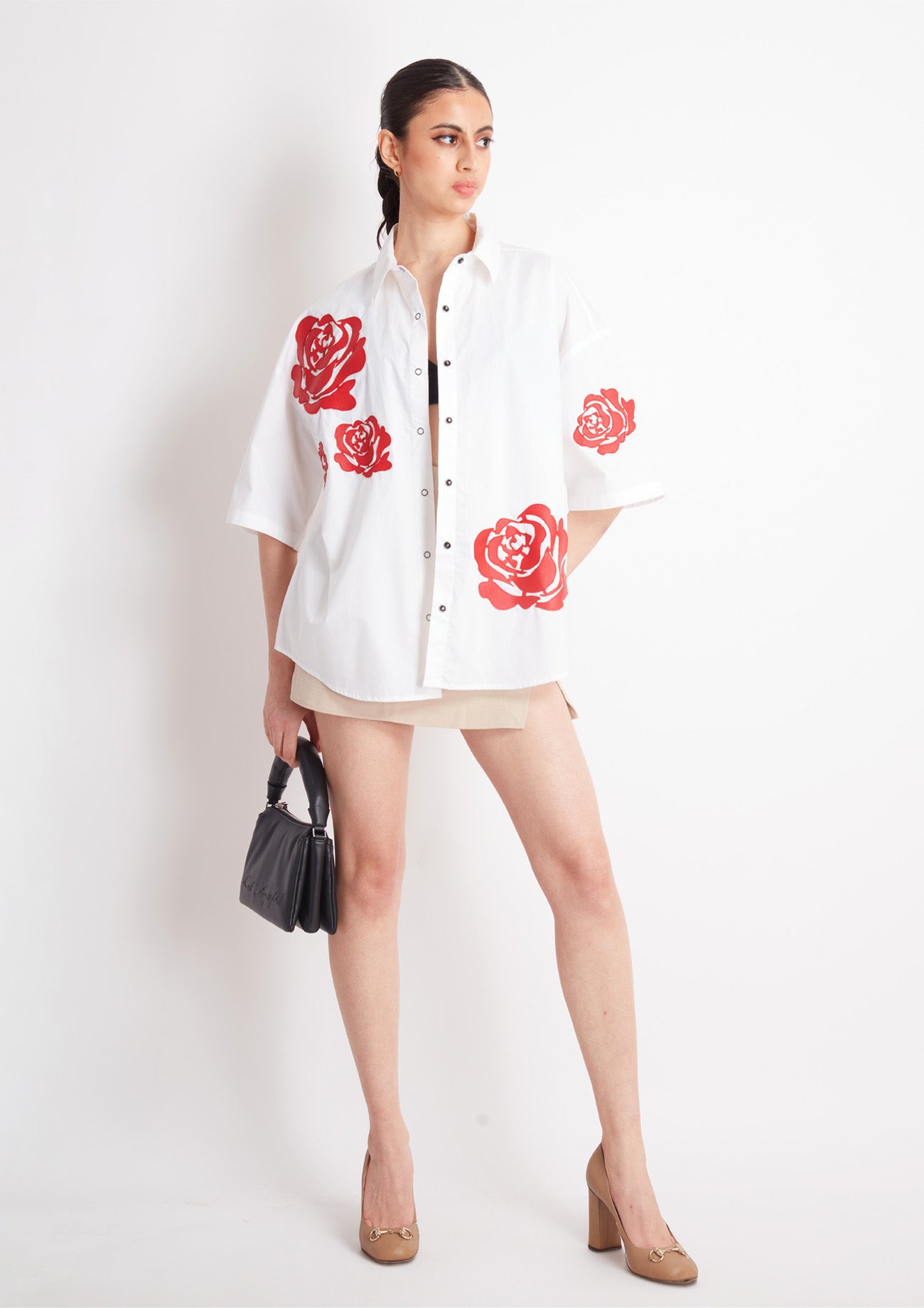 White Comfort Fit Cotton Oversized Shirt