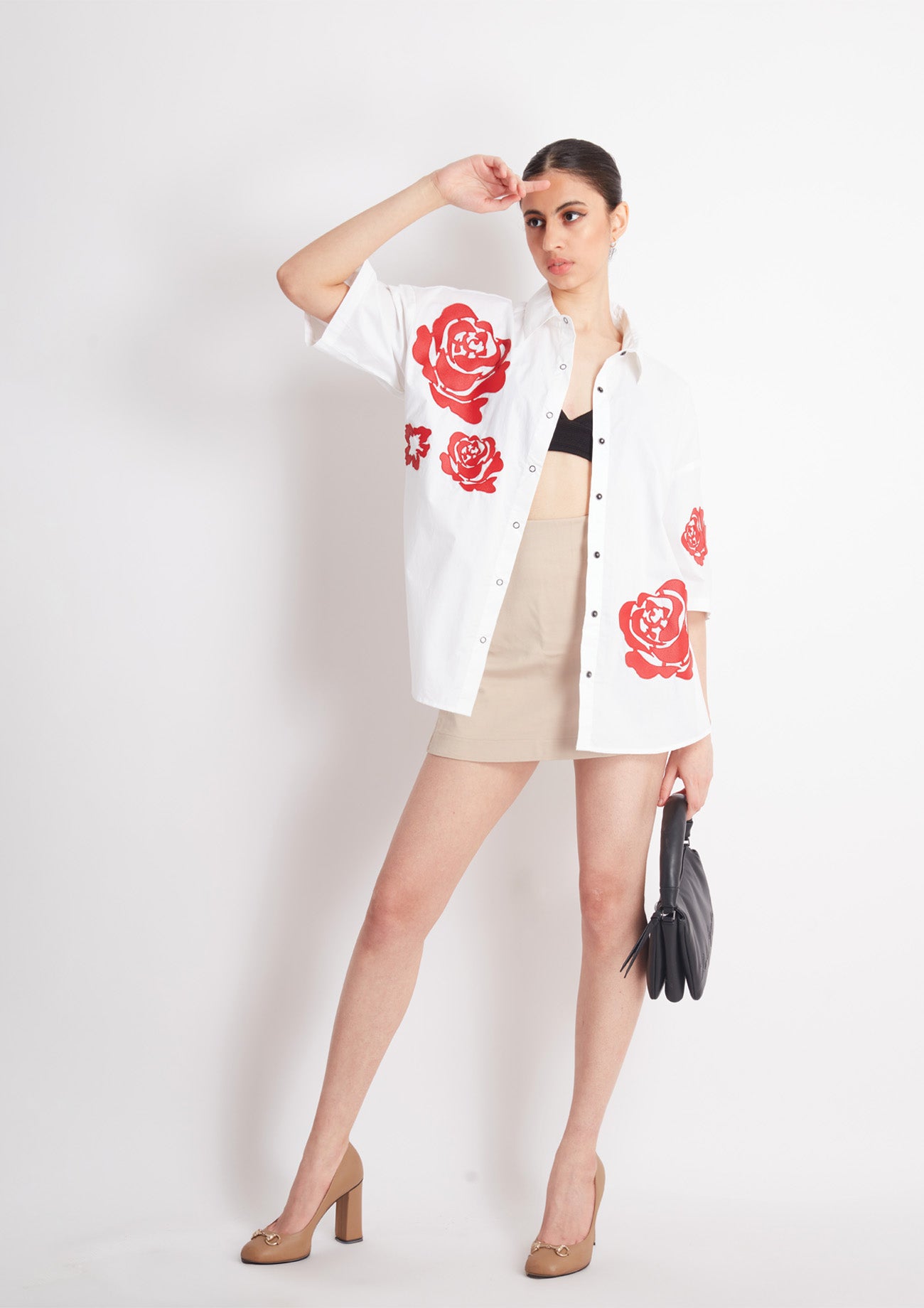 White Comfort Fit Cotton Oversized Shirt