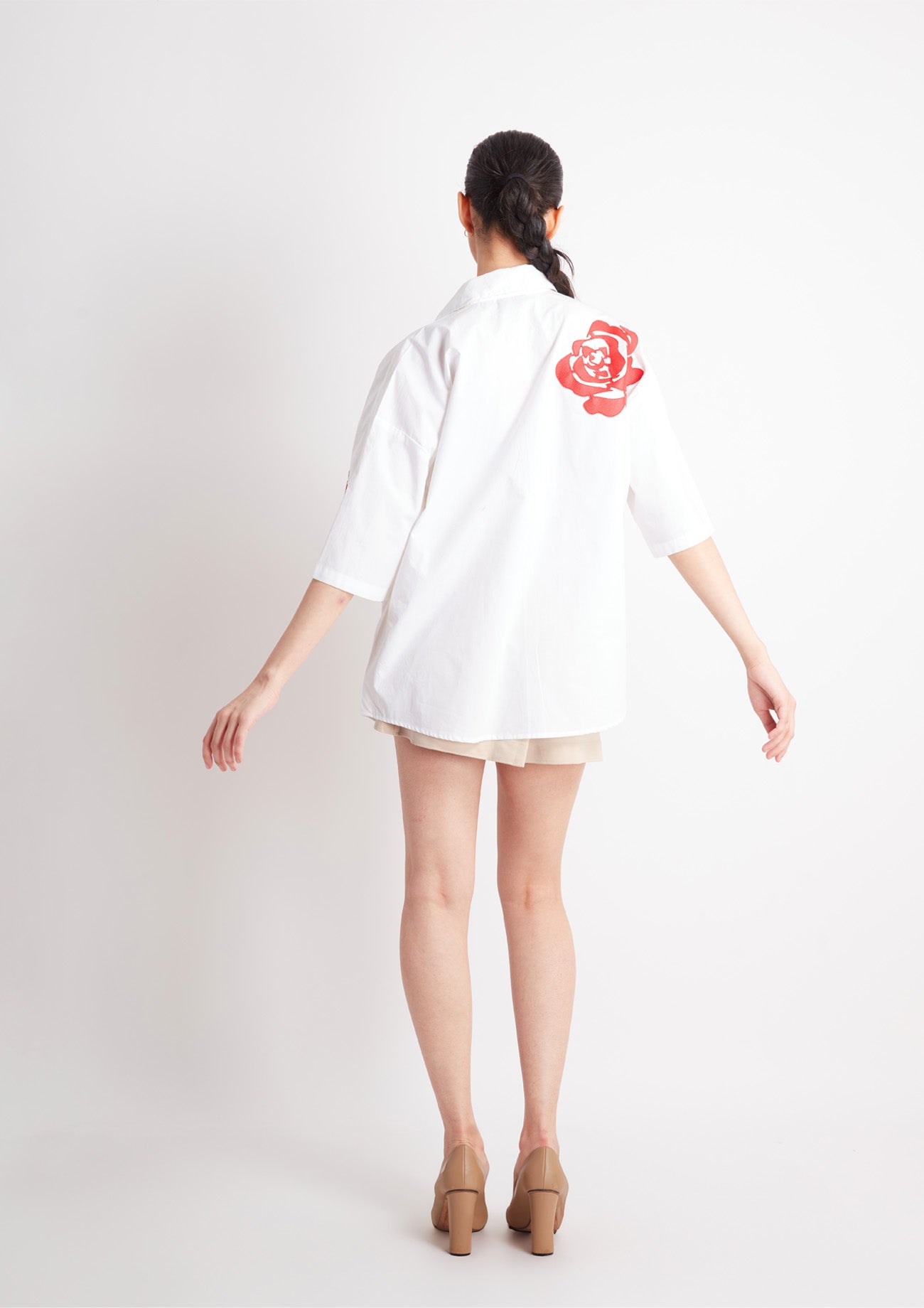 White Comfort Fit Cotton Oversized Shirt