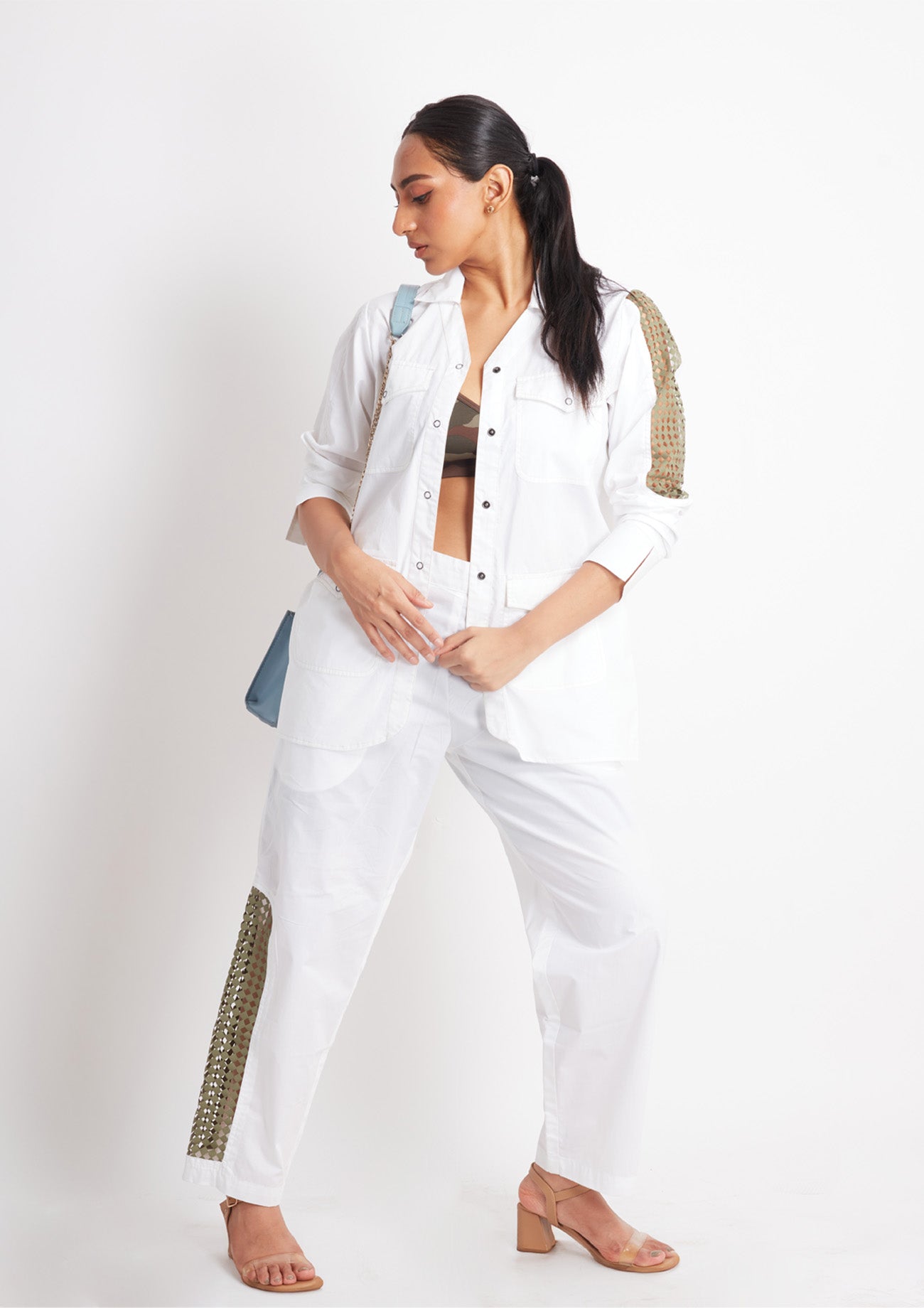 White Cotton Co-ord Set with Cutwork