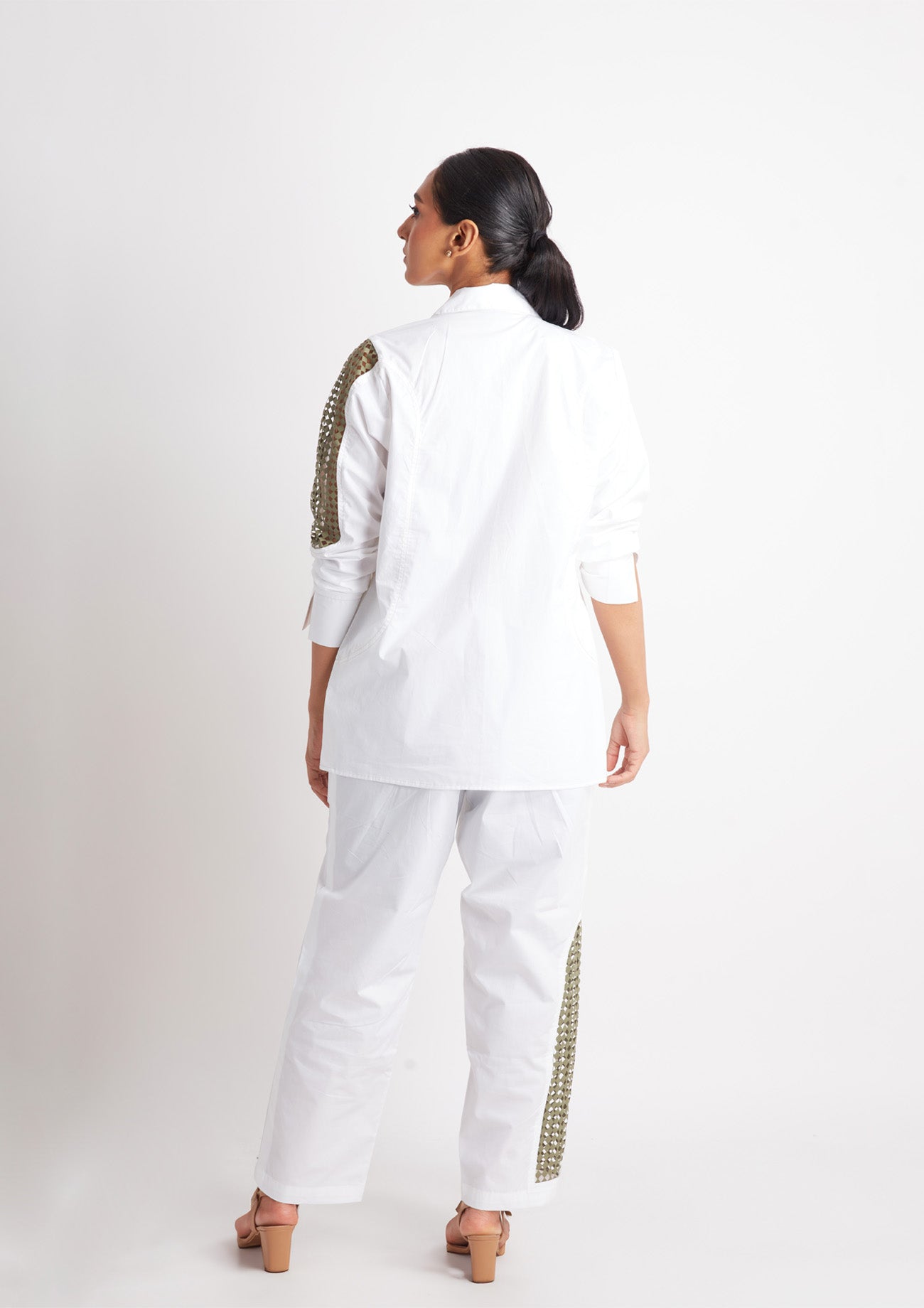 White Cotton Co-ord Set with Cutwork