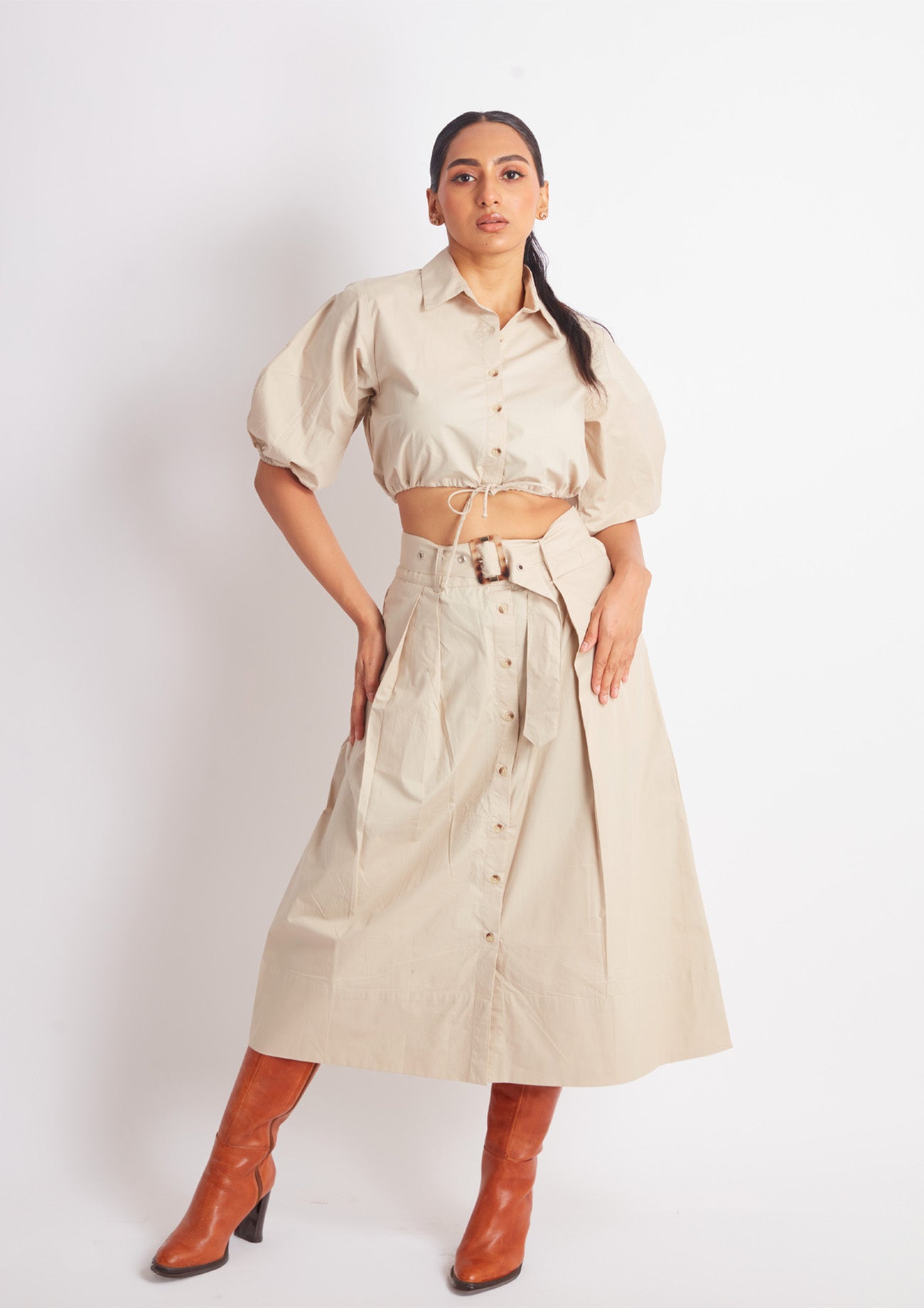 Beige Cotton Co-ord Set