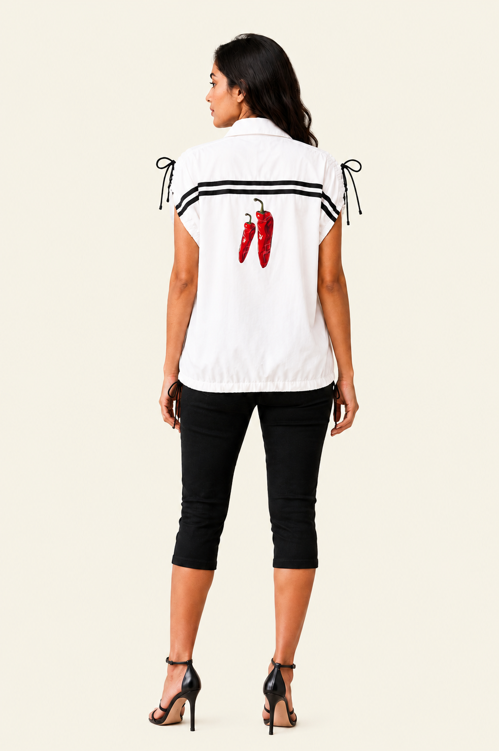 WHITE COTTON SHIRT WITH PRINT