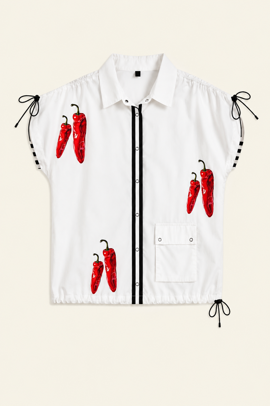 WHITE COTTON SHIRT WITH PRINT