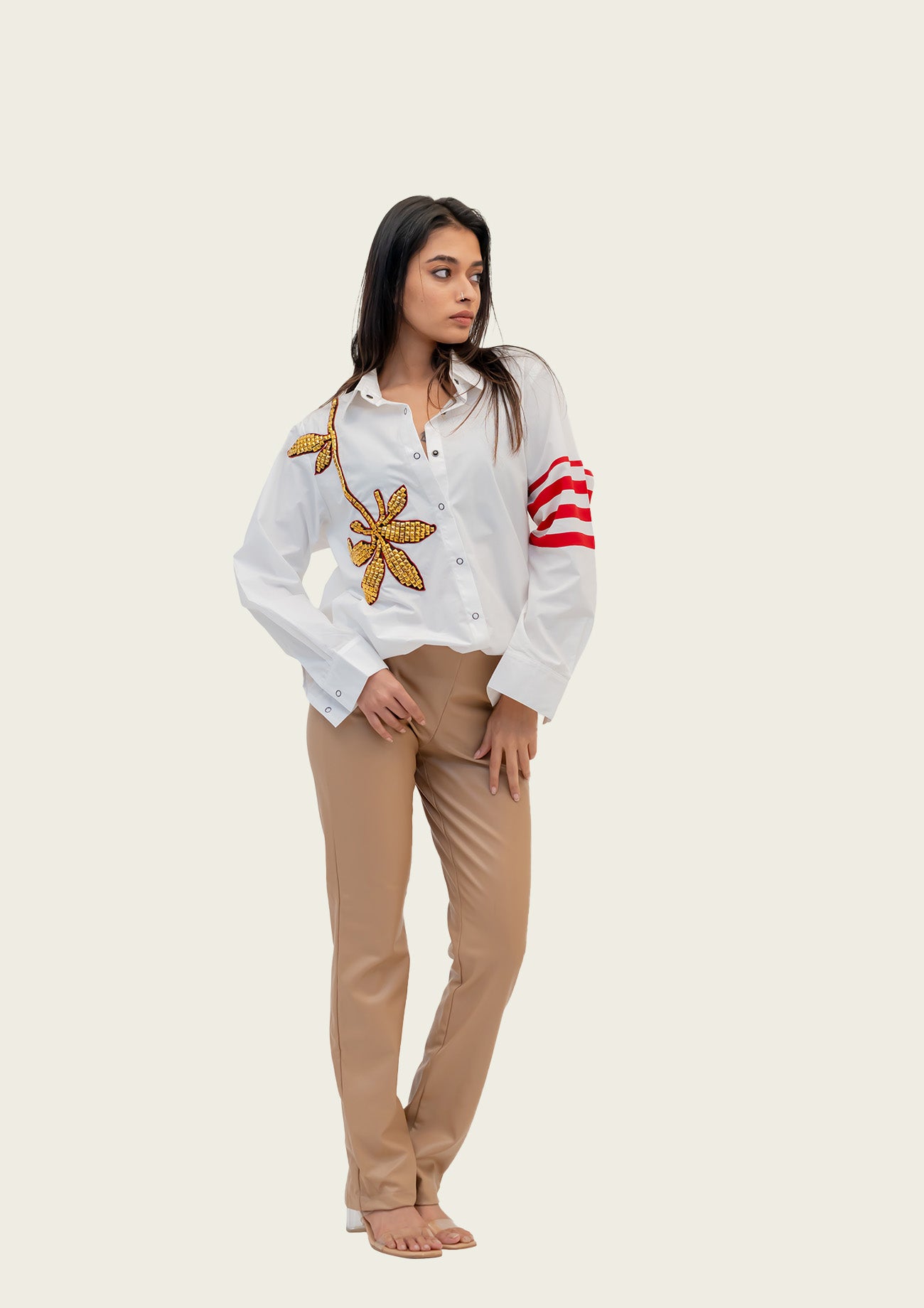 White Cotton Shirt with Embroidery