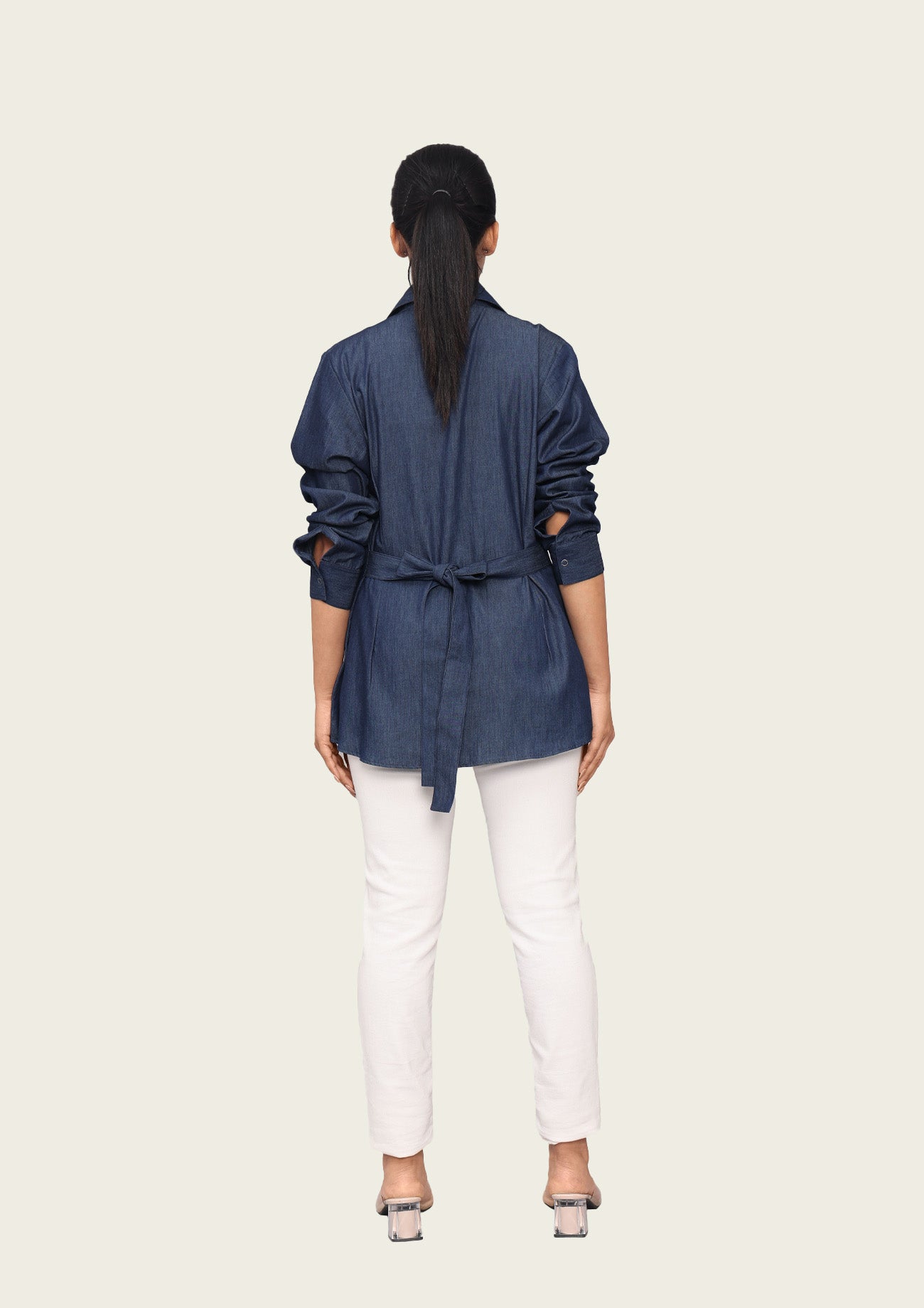 Denim Stylised Cotton Shirt with Embroidery