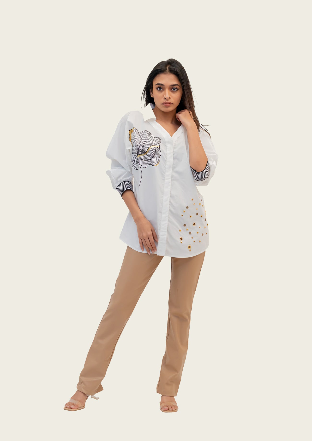 White Cotton Shirt with Print