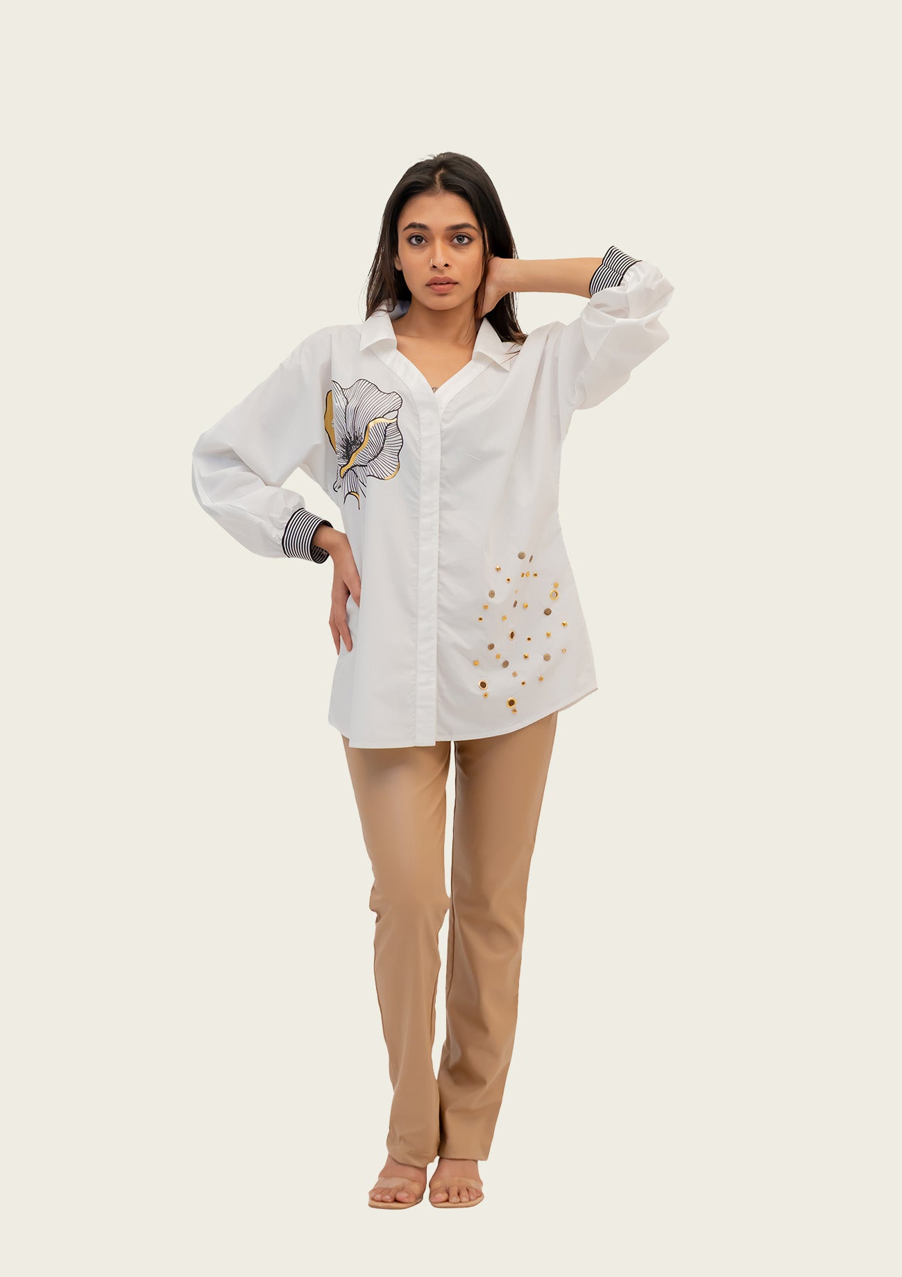 White Cotton Shirt with Print