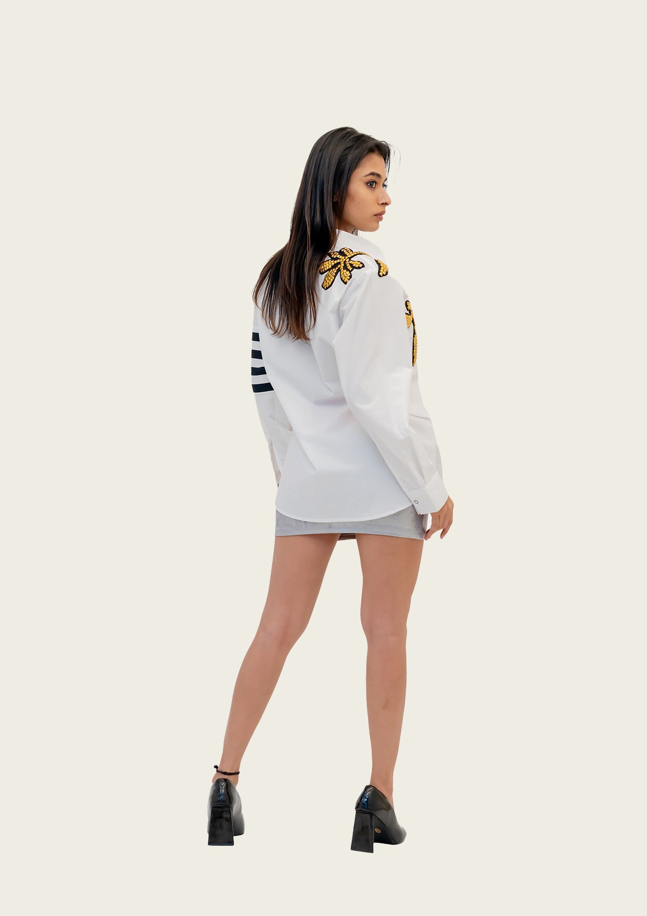 White Cotton Shirt with Embroidery