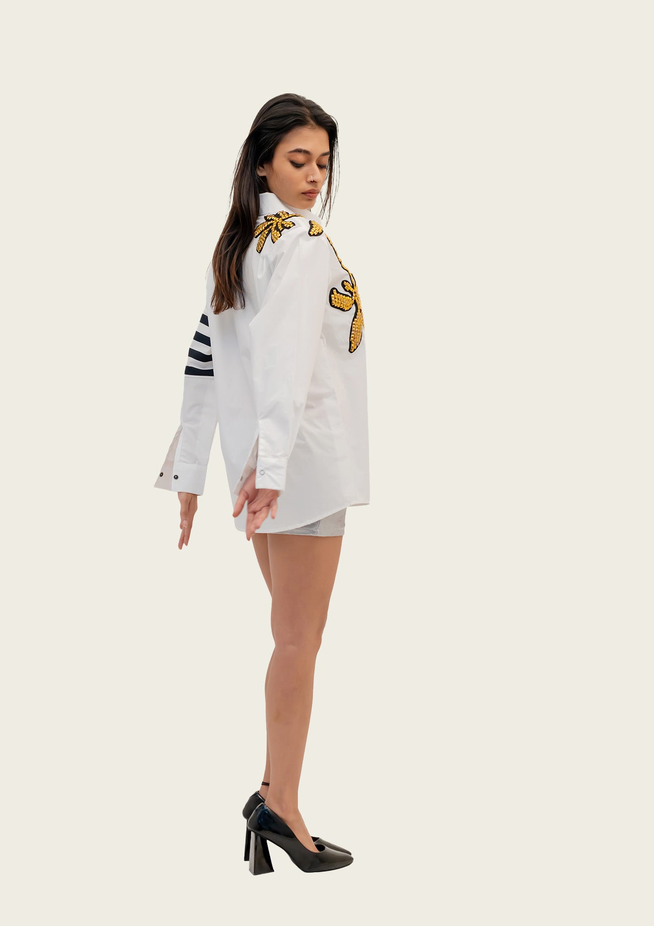 White Cotton Shirt with Embroidery