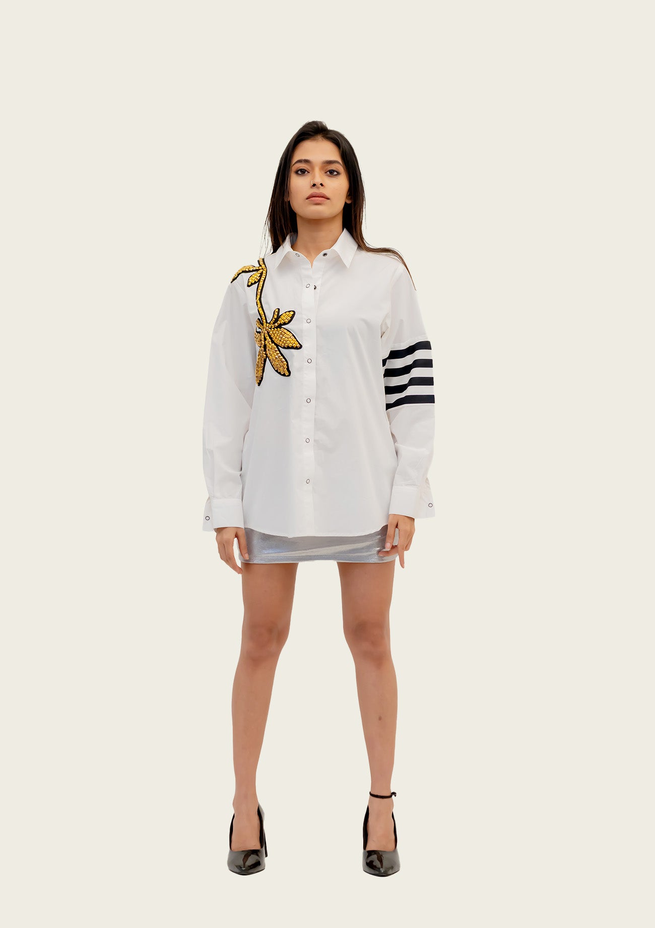 White Cotton Shirt with Embroidery