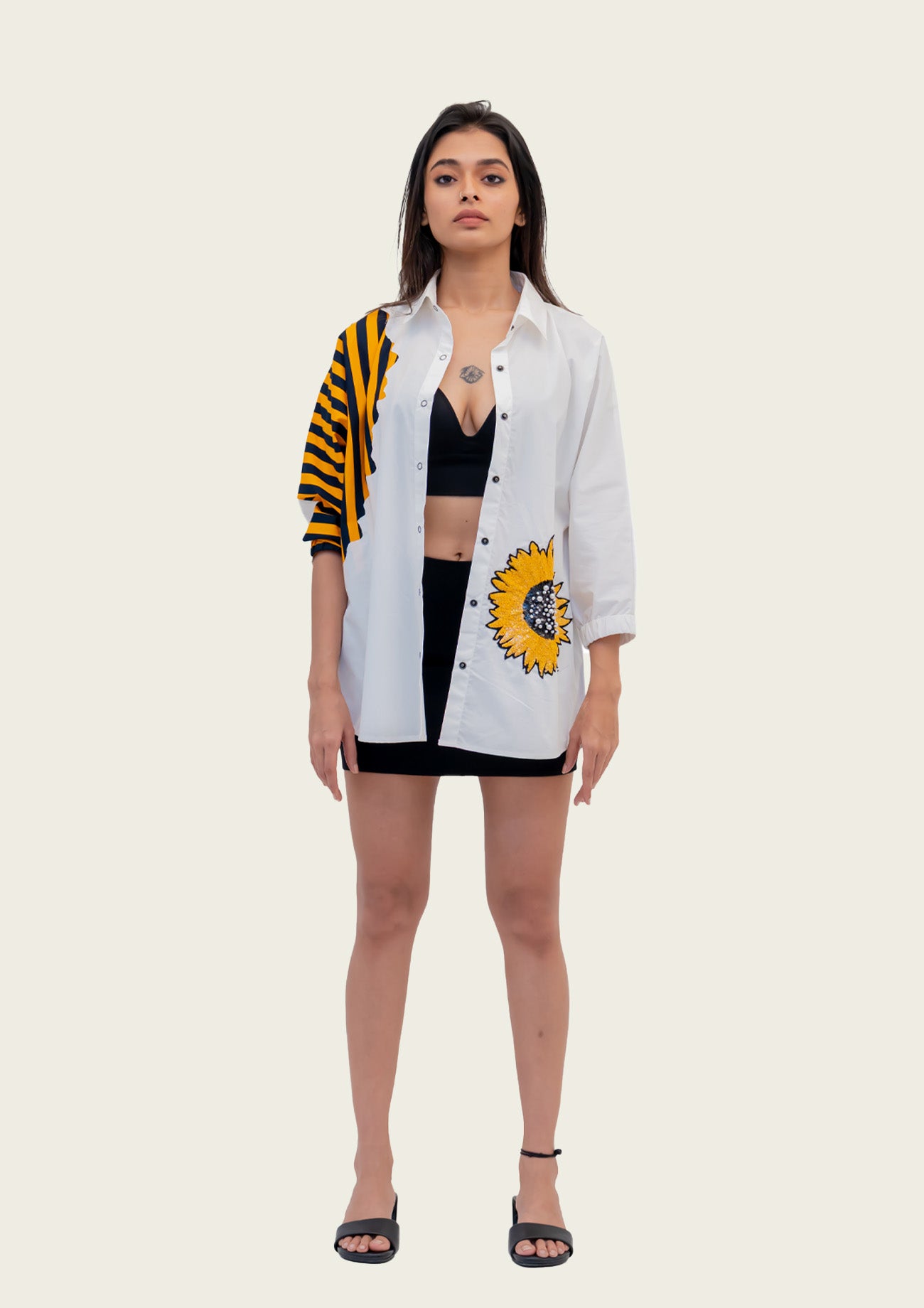 White Cotton Shirt with Embroidery