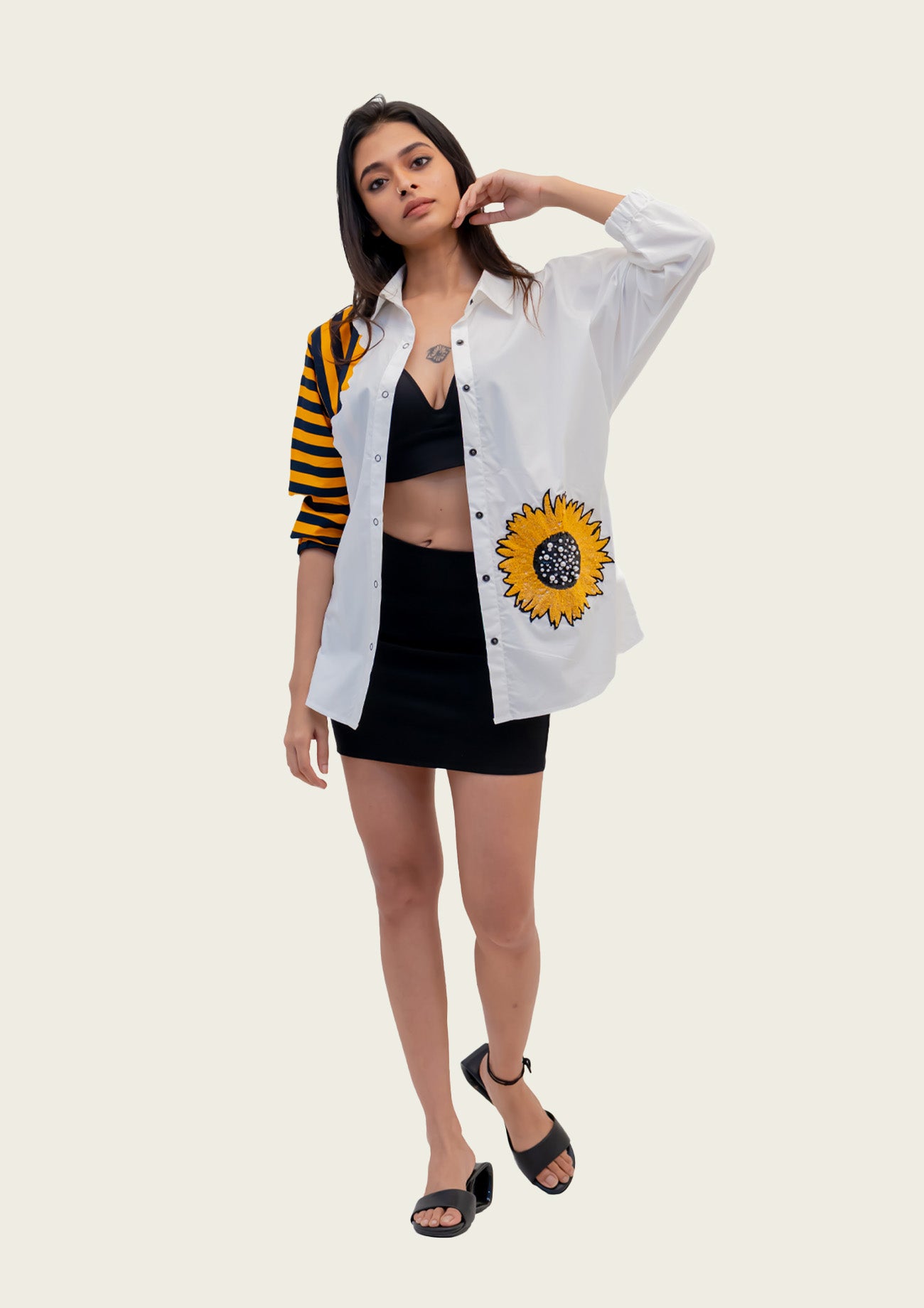 White Cotton Shirt with Embroidery