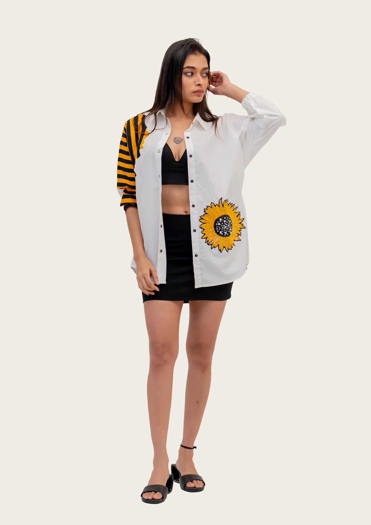 White Cotton Shirt with Embroidery