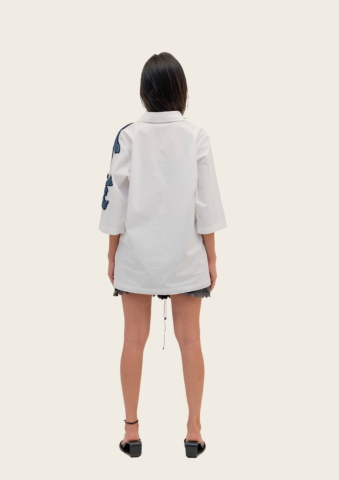 White Cotton Shirt with Embroidery