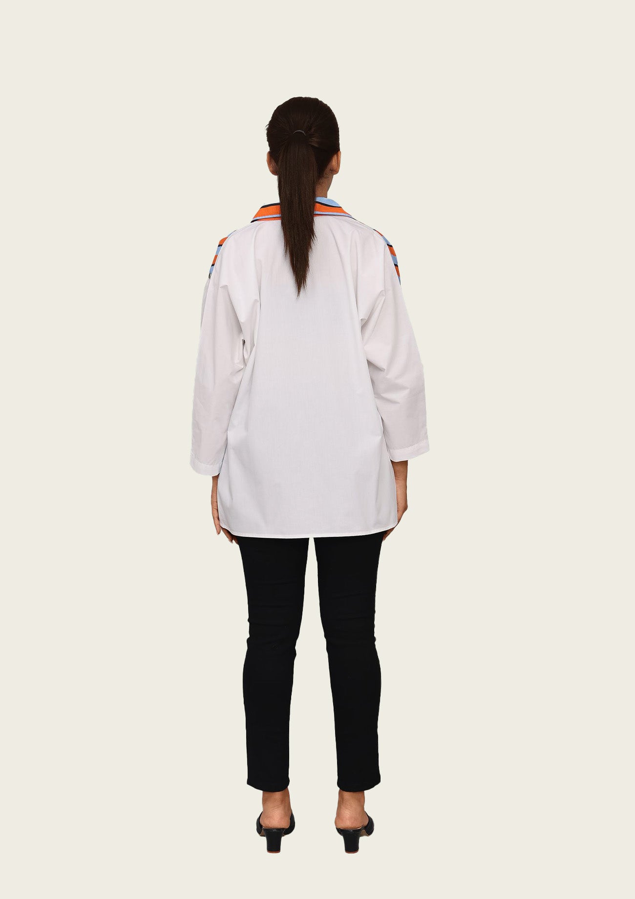 Cotton Combo Shirt with Stud Highlights