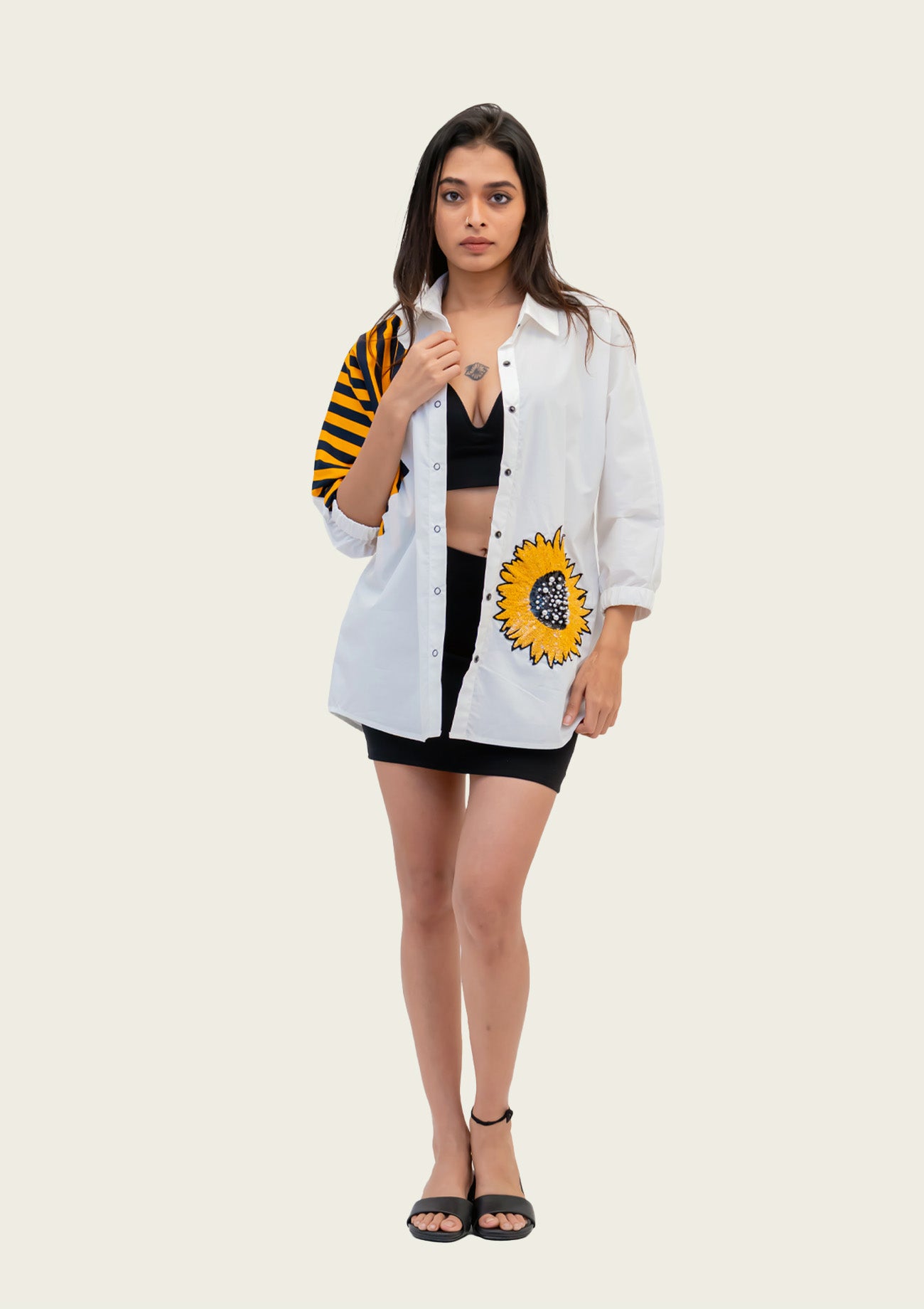 White Cotton Shirt with Embroidery