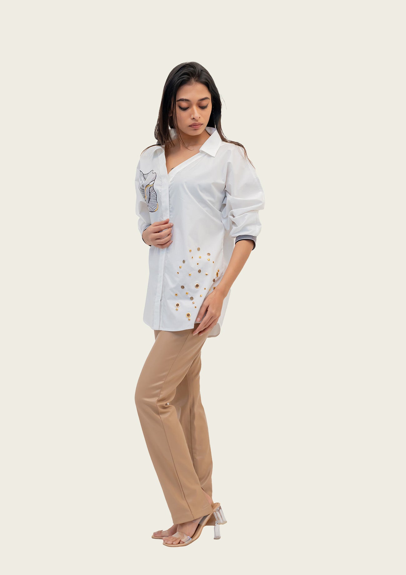 White Cotton Shirt with Print