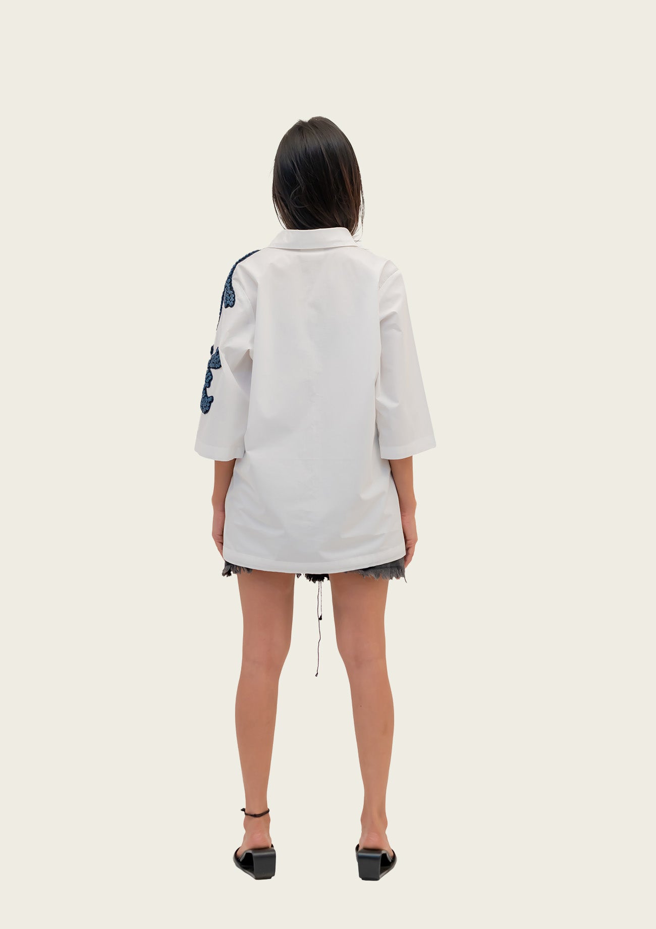 White Cotton Shirt with Embroidery