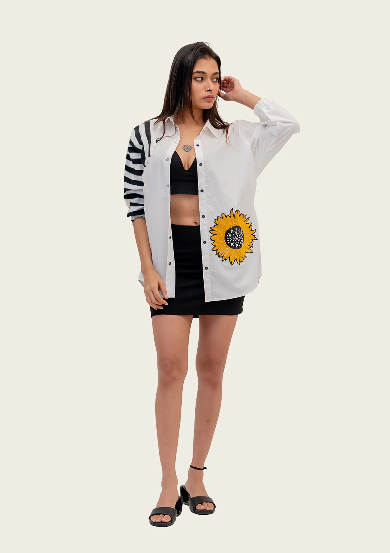 White Cotton Shirt with Embroidery