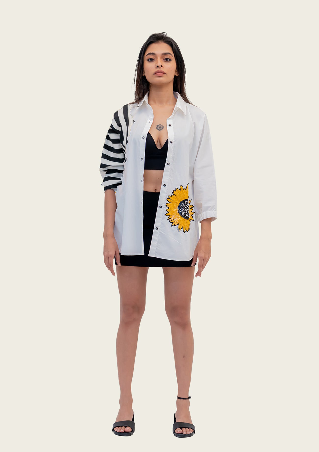 White Cotton Shirt with Embroidery