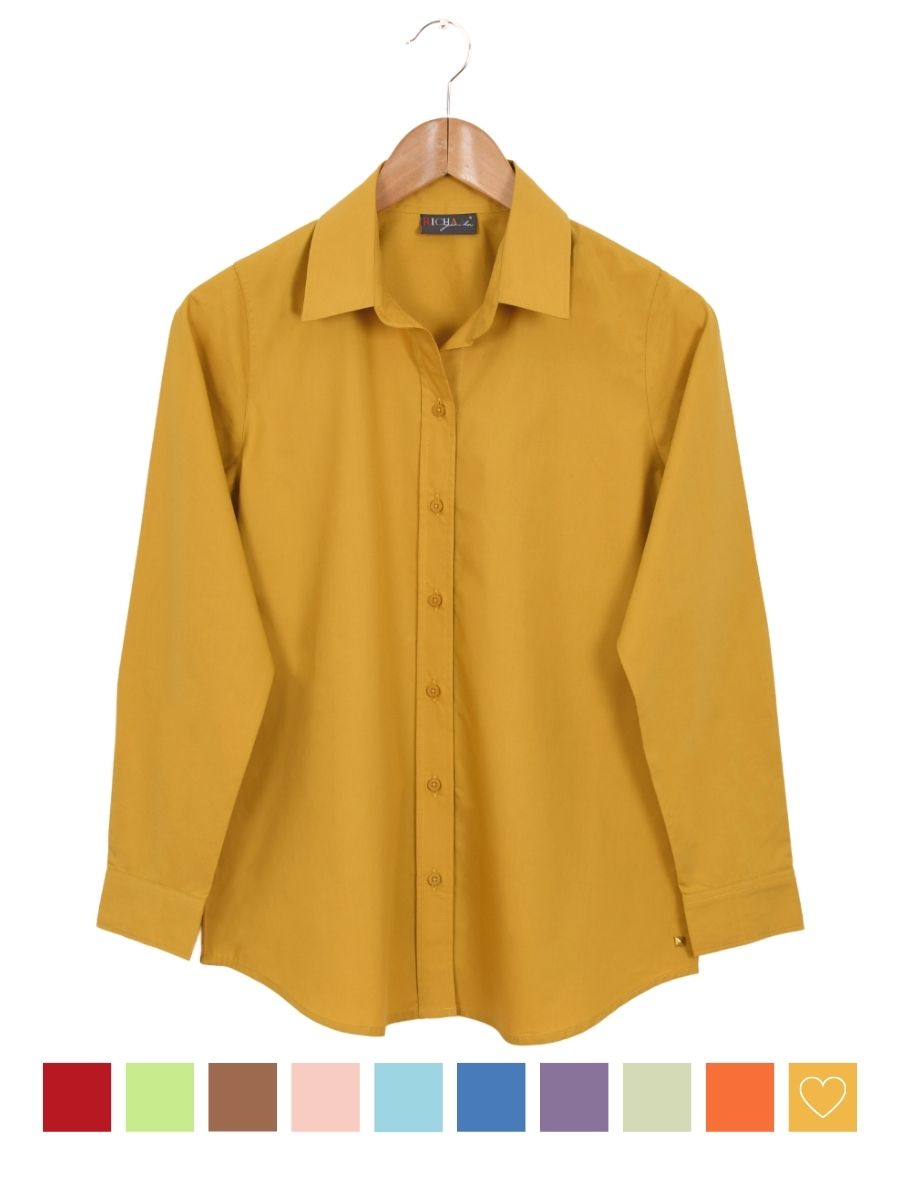 Mustard Cotton Comfort Fit Shirt