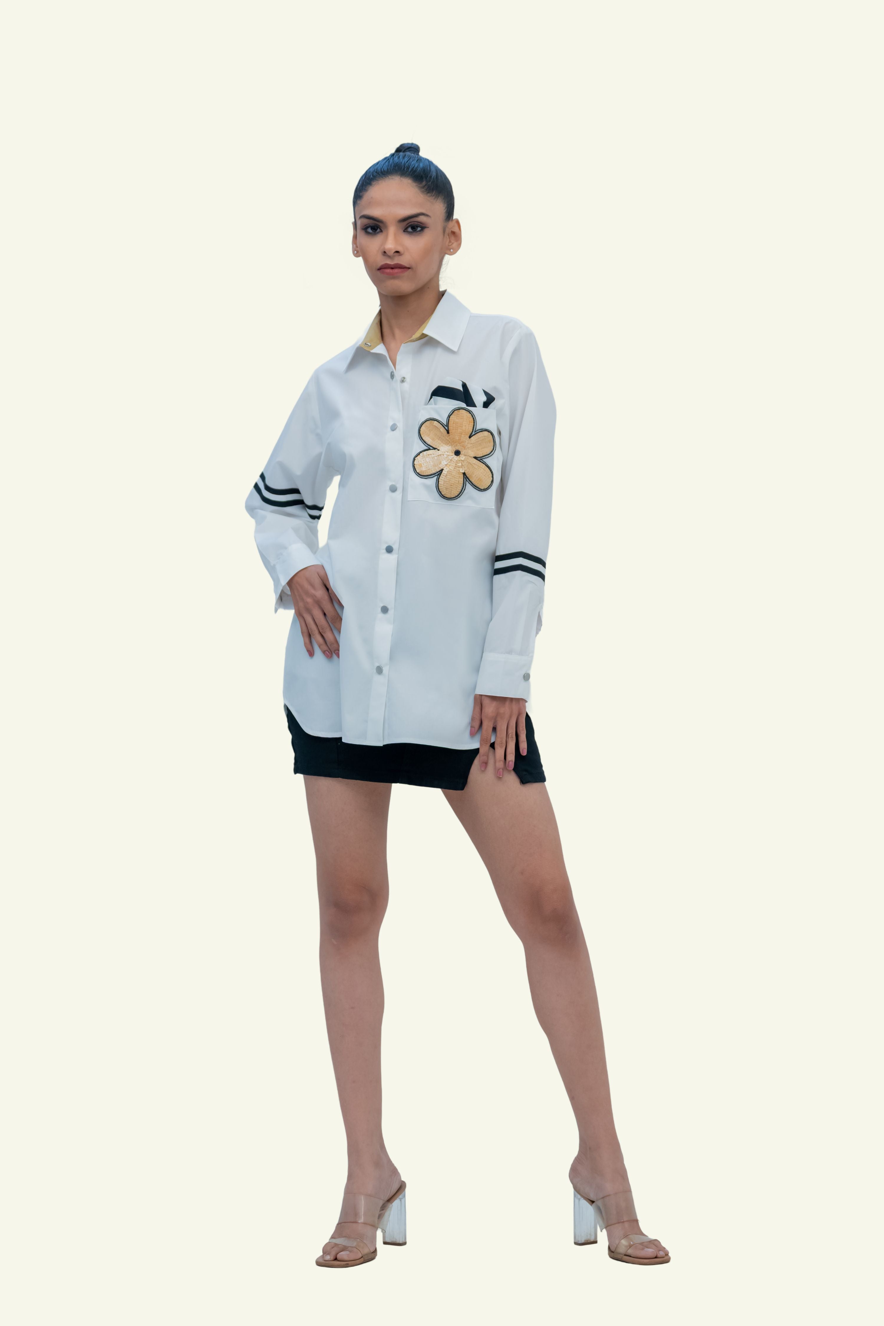 White Cotton Shirt with Embroidery