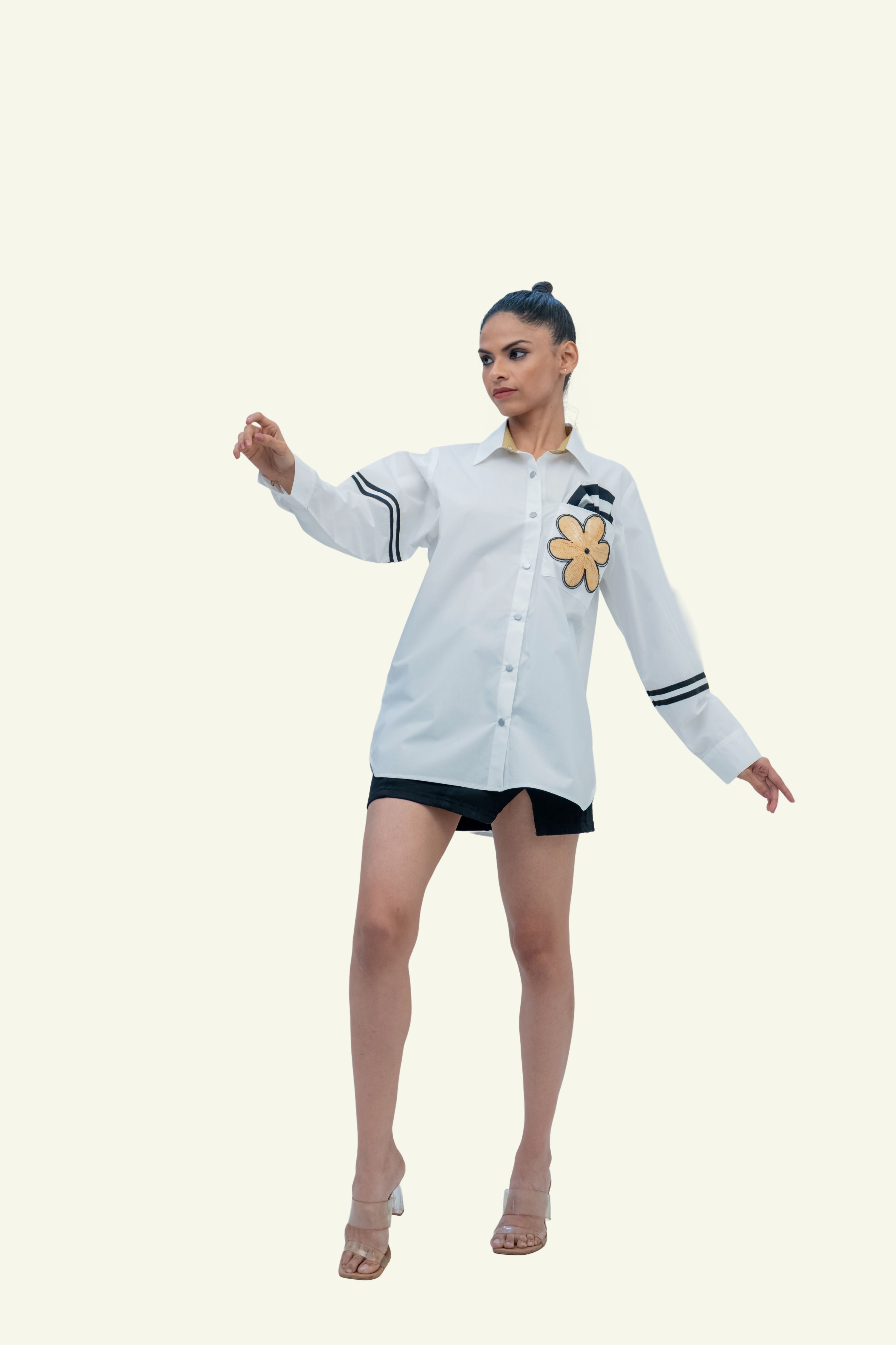 White Cotton Shirt with Embroidery